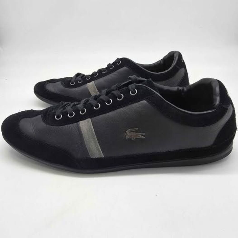 Lacoste Misano 22 Mens 11.5 Black Leather Suede Driving Sneakers Shoes